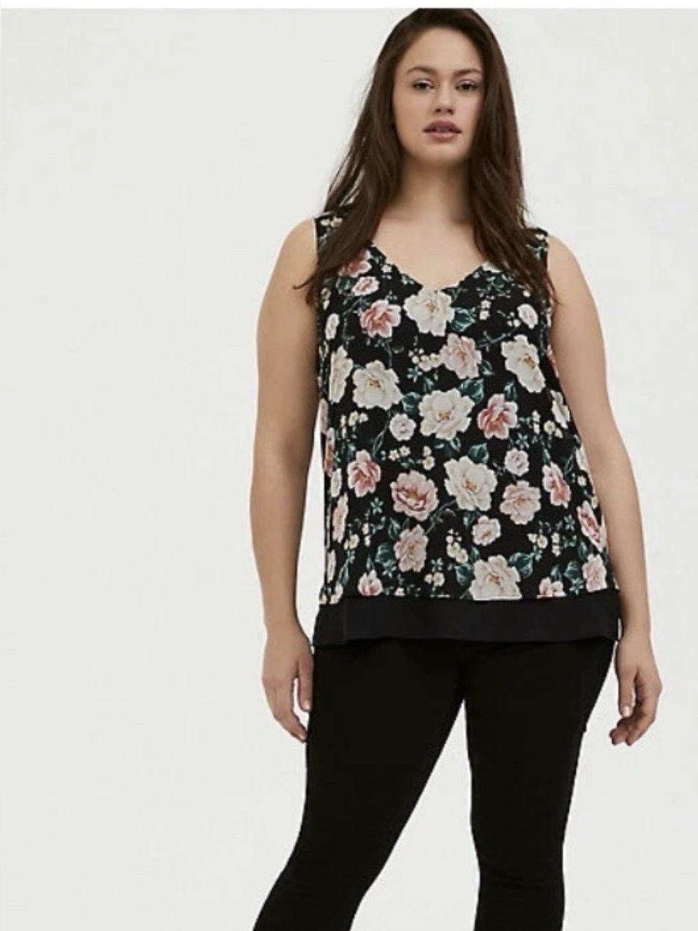TORRID Black FLORAL Chiffon Double Layer